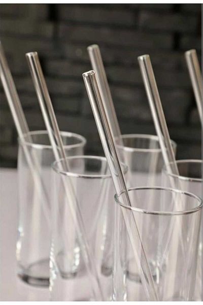 Dalian Home Set of 6 Transparent Glass Straight Straws