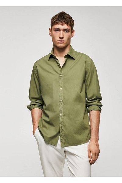 MANGO Man Hemd aus Baumwoll-Voile mit normaler Passform