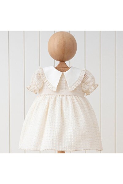 MY MİO BABY Ecru Baby Girl Dress (6-9-12-18-24 M)