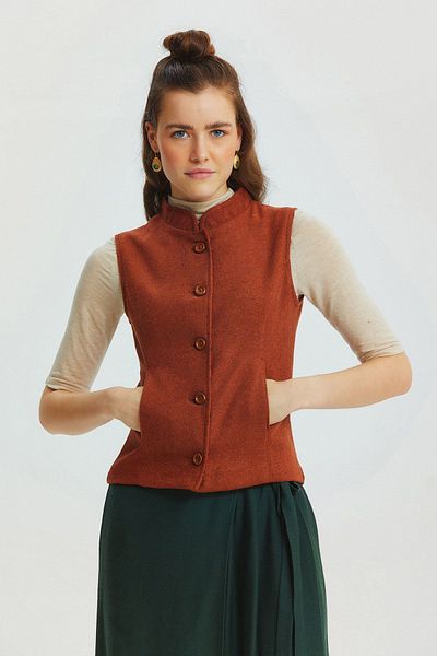 Clandestino Judge Collar Authentic Women's Vest Orange