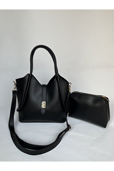 melecco Puppy Black Soft Leather Large Bag with Adjustable Strap Large Bag Wo...