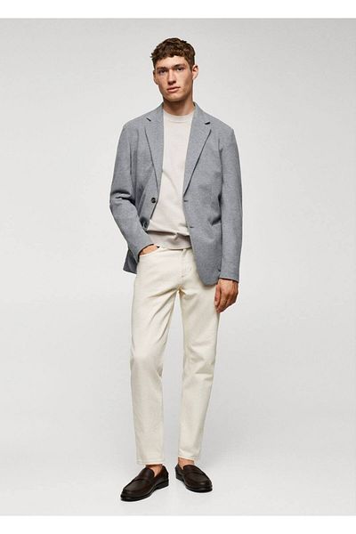 MANGO Man Slim-fitting molded cotton blazer jacket