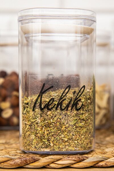 DNS HOME 8-Piece 250 ml Acrylic Spice Jar Set with Vacuum Lid Storage Container Transparent Labeled Jar Spice Jar