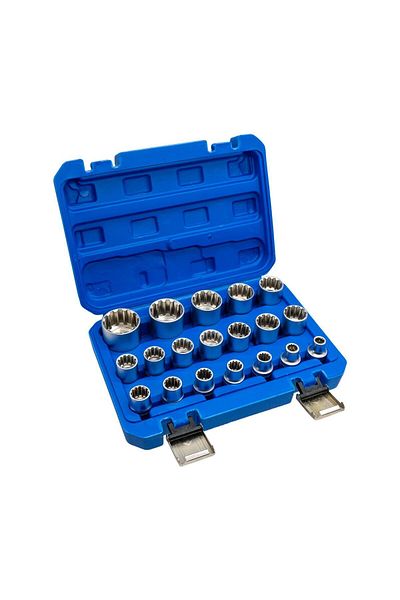 Titi 6180 1/2" Spline 12 Corner Socket Wrench Set 19 Pieces