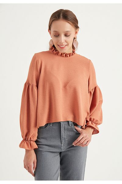 Herita Asymmetrische Bluse mit Ballonärmeln