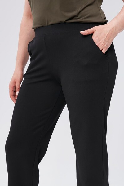 Seamoda Large Size Black Crepe Skuba Trousers - Carrot Cut, Elastic Waist, Pockets