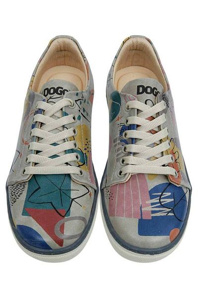 Dogo Women's Vegan Leather Multicolored Sneakers - Abstract Leaves Design