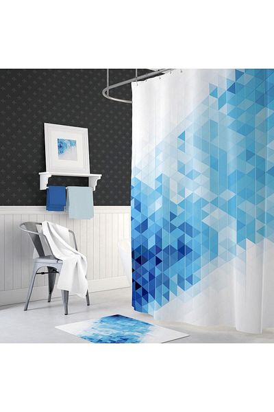 Tropikhome ستارة حمام مطبوعة رقمية باللون الأزرق مقاس 180x200 سم