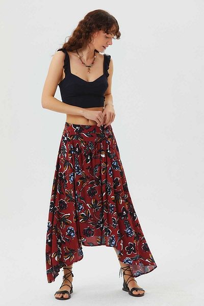 Clandestino Asymmetric Cut Patterned Bohemian Skirt