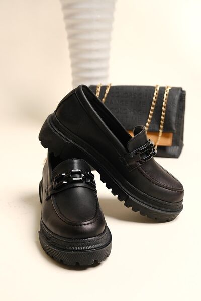 Oksit Sarina Thick Sole Buckle Detailed College Women's Loafer