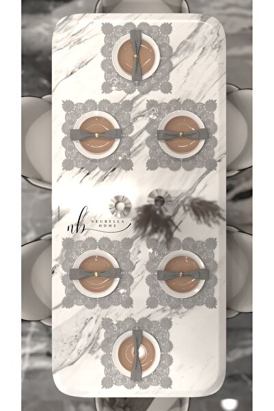 CAMİNHO DA LUA Farfurie pătrată de servire americană și set de bucătărie pentru 6 persoane Set de masă cu flori și prezentare Suport de zestre gri