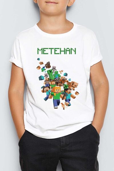 Morinna İm Isme Özel Minecraft Baskılı Unisex Çocuk Tişört T-shirt Mr-02