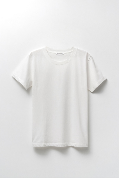 Erkek Beyaz Basic %100 Pamuk Bisiklet Yaka Regular Fit Kısa Kollu T-Shirt