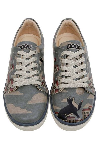 Dogo Women's Vegan Leather Blue Sneakers - Over the Moon Design