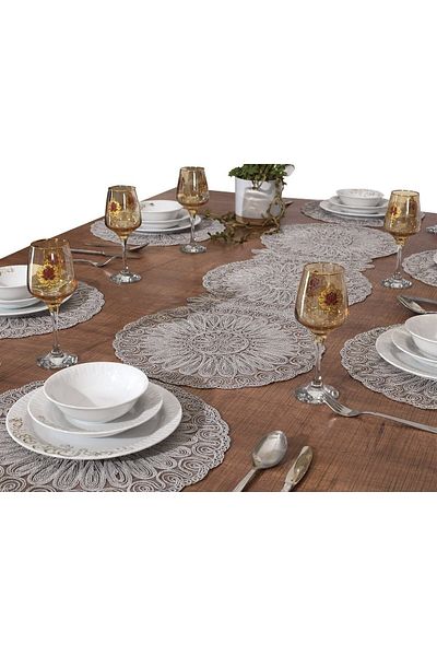 Tropikhome Gray 8-Person American Service Plate and Runner Set - 9 Pieces
