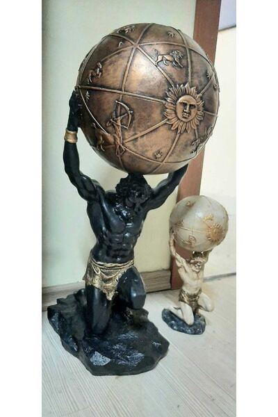 HAND DEKOR Dekoratif Dev Boy Dünya Taşıyan Adam Atlas Heykel Büst
