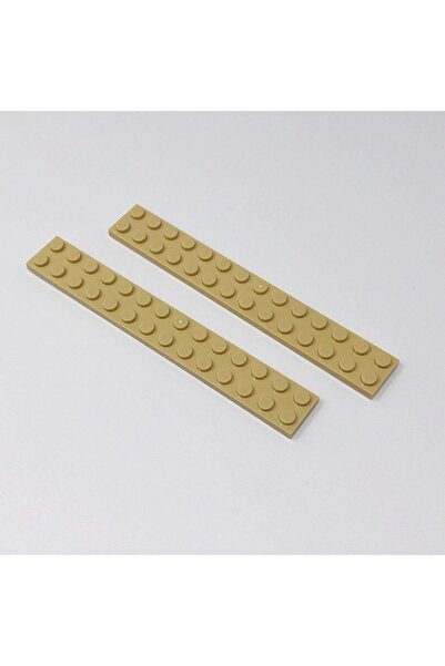 LEGO Moc Custom Accessory Creator Plate 2 X 14 Long Flat Brick Tan 2 Pieces W...