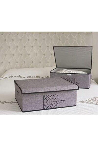 HOLLYHOME صندوق تخزين/صندوق تخزين/منظم مقاس 2 قاعدة مع غطاء لباد مقاس 50 × 40...