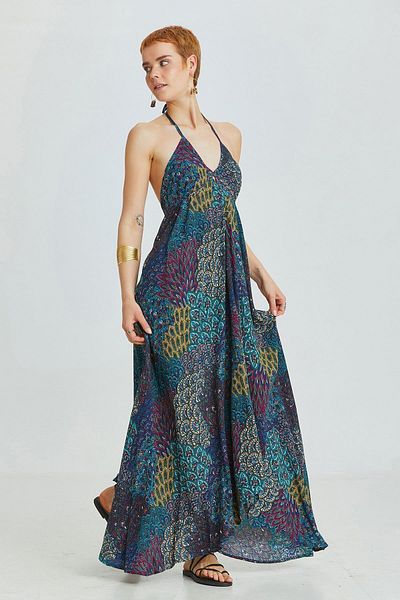 Clandestino Backless Summer Bohemian Dress Turquoise