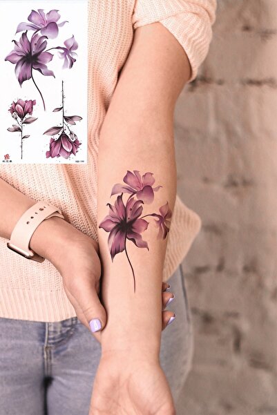 BP Tattoo Jasmine Pembe Çiçekler Geçici Dövme