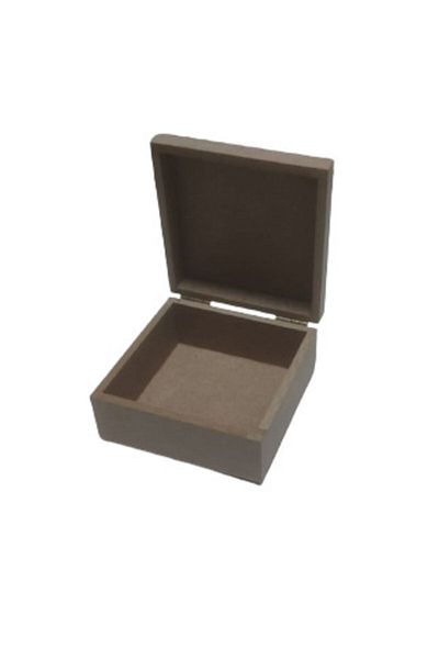 Yıldız Hobi Kırtasiye Paintable Raw MDF Square Box (13x13x6.5 Cm)