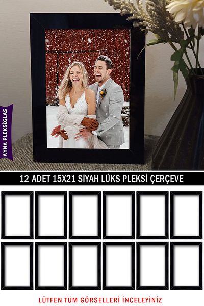 Bytwo 12 Pieces 15x21 A5 Black Mirror Plexiglass Frame - Luxury Plexiglass Frame