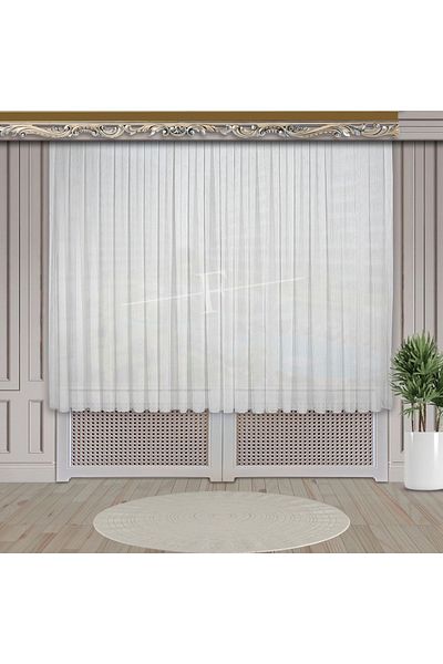 ilkbir Silver Fancy Linen Marble Bottom - Honeycomb Top Tulle Does Not Want Ironing 1/2 Pleated