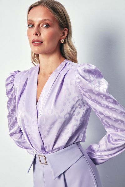 Sateen Bluză body cu model la două piept - LILA