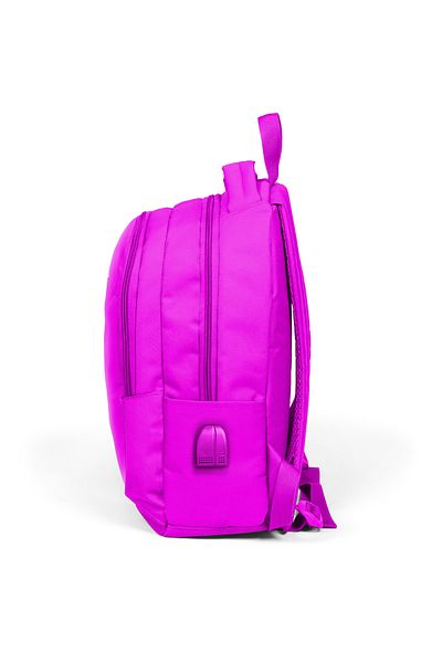 Coral High Rucsac de școală roz cu trei compartimente pentru copii cu port USB 24310