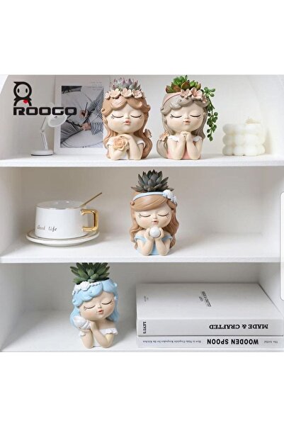 FLORADA YENİ MODEL DEKORATİF TATLIŞ KIZLAR 4'LÜ SUKULENT ve KAKTÜS SAKSI SETİ