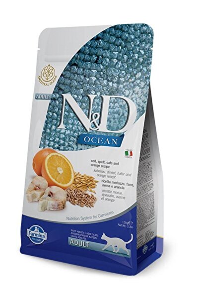 N&D Ocean Düşük Tahıllı Morina Balıklı Yetişkin Kedi Maması 1.5 Kg