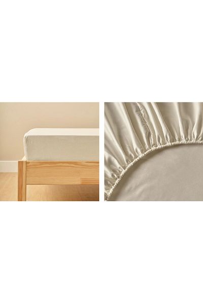Ecosse Fitted Elastic Sheet 100% Cotton Double Cream & 160x200 30 Cm Pillow Case (2 pcs.)