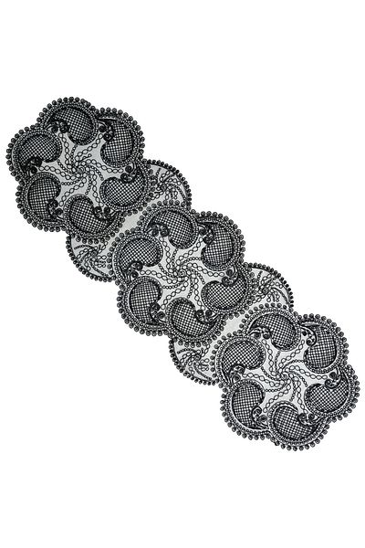 CAMİNHO DA LUA Preșă de loc cu design special de broderie Runner Nehir Set de masă și prezentare Suport de zestre negru
