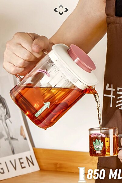 LİGROUND 850 ML Glass Teapot Multi-Purpose Hot-Cold Resistant Teapot Cup White