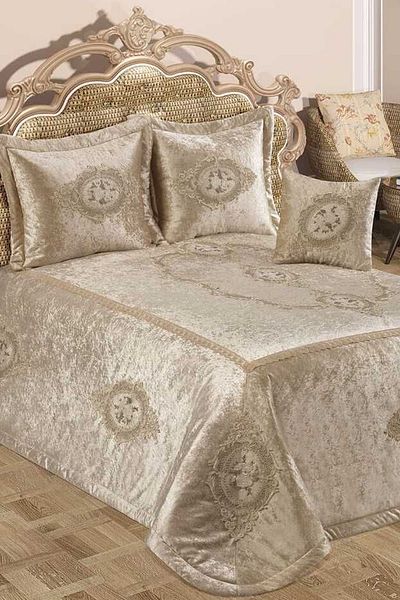 Çt Çeyizci Tekstil Double Bedspread 3 Pieces Bedspread Heavy Lace Dowry Bedspread