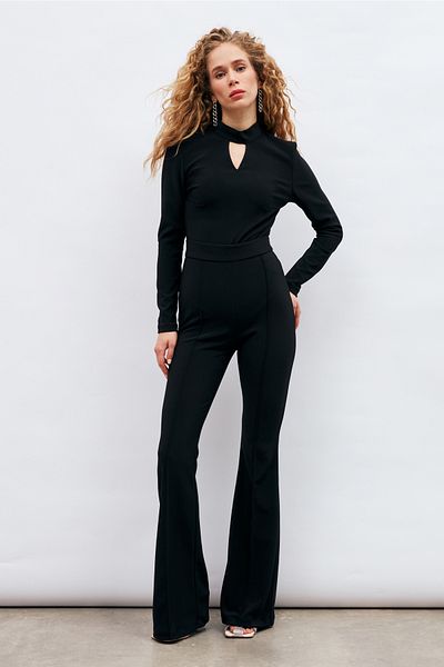 Sateen Black Flared Trousers