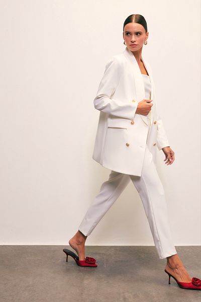 Sateen Corsage Detailed Trousers - Ecru