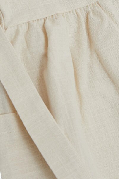 Breeze Girl's Linen Dress Buttoned with Side Pockets 1.5-5 Years, Cream