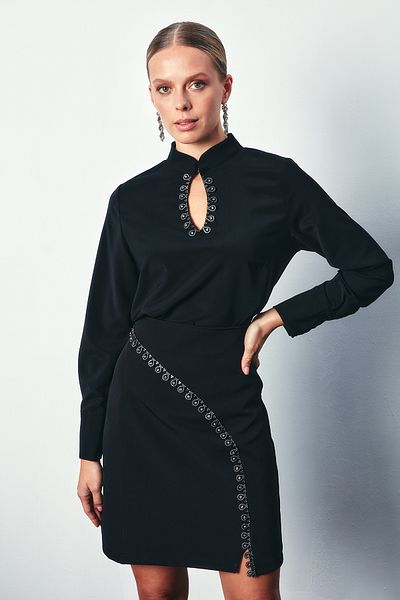 Sateen Fustă scurtă cu Accesorii - neagră