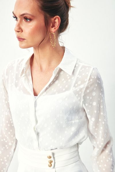 Sateen ECRU Patterned Classic Shirt