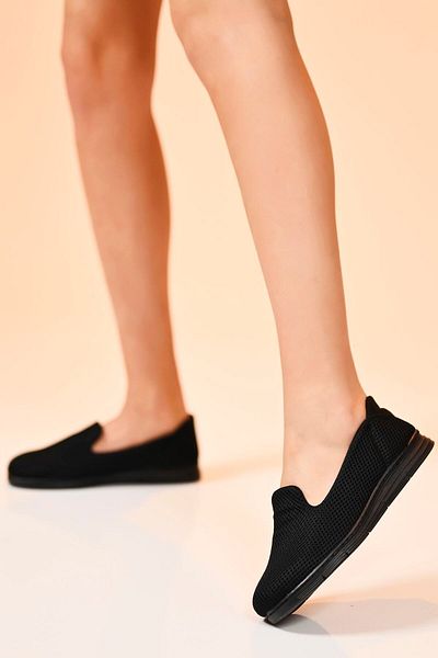 Beyond Women's Black Soft Heel Supported Comfortable Sole Daily Casual Sports Ballerina Shoes Byndoz01