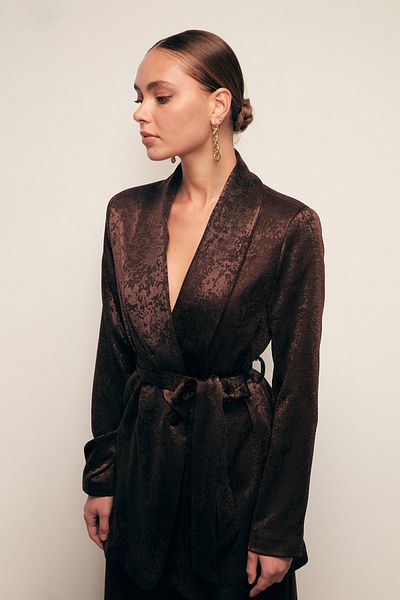 Sateen Μακρύ παλτό σε καφέ χρώμα