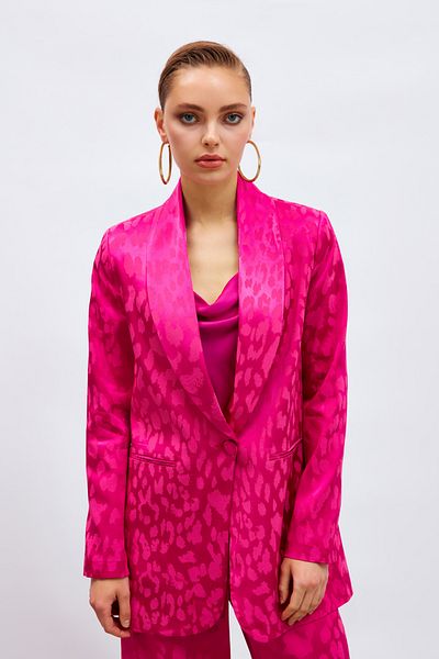 Sateen Jachetă din satin cu model lat - fucsia