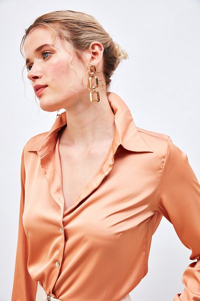 Sateen Oversize Satin Shirt - Somon