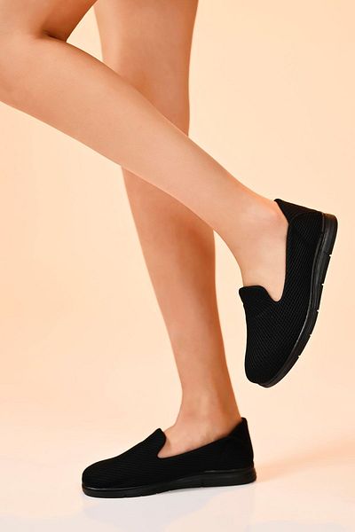 Beyond Women's Black Soft Heel Supported Comfortable Sole Daily Casual Sports Ballerina Shoes Byndoz01