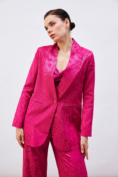Sateen Jachetă din satin cu model - fucsia