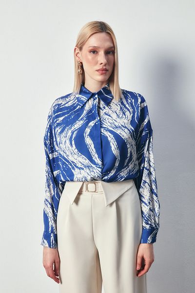 Sateen Cămașă lungă cu model SAX BLUE