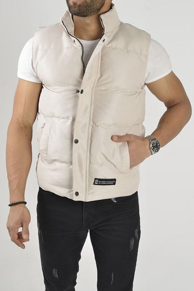 Fk class Beige Men's Puffer Vest - Crozvise Matte Fabric