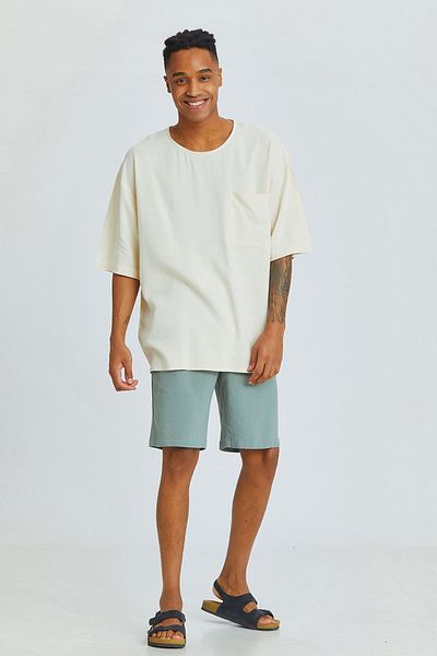Clandestino Ανδρικό πουκάμισο Oversize σε μπεζ χρώμα