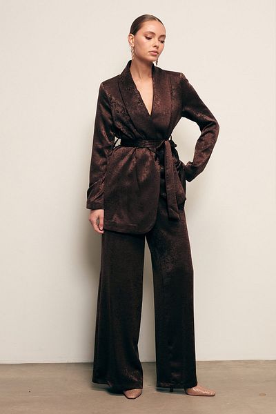 Sateen Μακρύ παλτό σε καφέ χρώμα